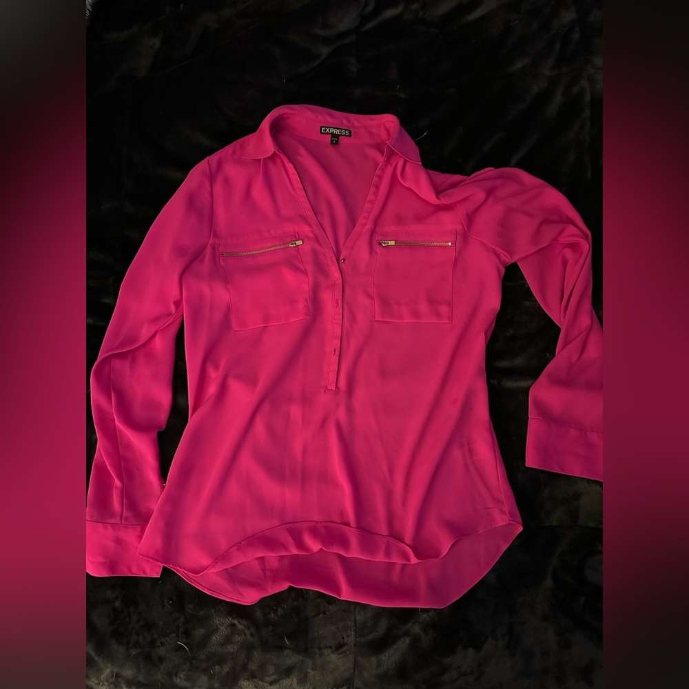 Hot pink button up dress shirt